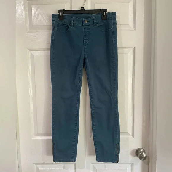 Soft Surroundings Womens Jeans Size Small Teal Straight Leg Ankle Zip - Picture 1 of 14